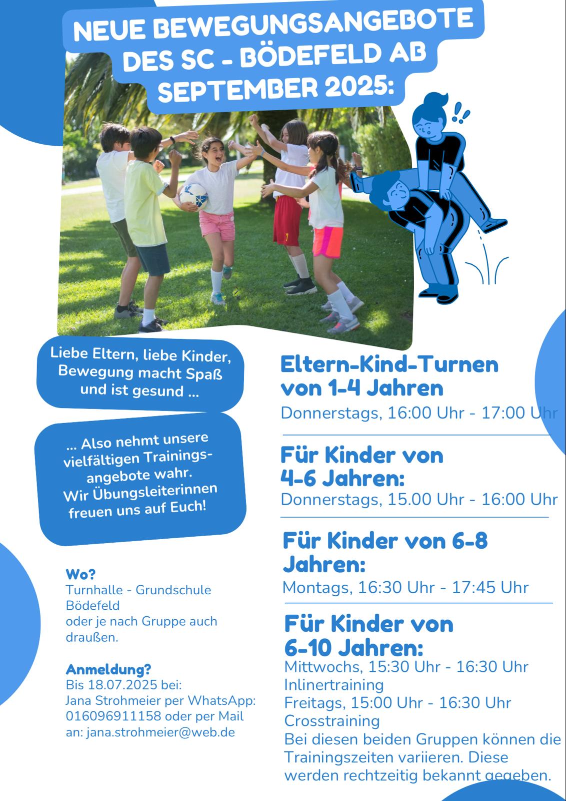 Neue Angebote und Zeiten ab September 2025